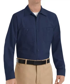 Men's Red Kap Classic-Fit Industrial Button-Down Work Shirt 23 Men's Red Kap Classic-Fit Industrial Button-Down Work Shirt -Men's Work Clothing Elegant store 2575019 Navy