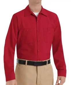 Men's Red Kap Classic-Fit Industrial Button-Down Work Shirt 18 Men's Red Kap Classic-Fit Industrial Button-Down Work Shirt -Men's Work Clothing Elegant store 2575019 Red