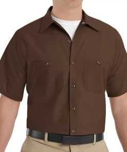 Men's Red Kap Classic-Fit Industrial Button-Down Work Shirt 15 Men's Red Kap Classic-Fit Industrial Button-Down Work Shirt -Men's Work Clothing Elegant store 2575070 Brown