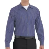 Men's Red Kap Striped Work Shirt -Men's Work Clothing Elegant store 2579158 Gray Blue