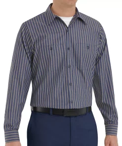 Men's Red Kap Striped Work Shirt 8 Men's Red Kap Striped Work Shirt -Men's Work Clothing Elegant store 2579158 Navy Khaki