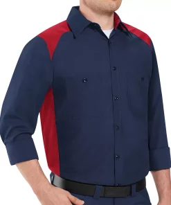 Big & Tall` Red Kap Classic-Fit Colorblock Button-Down Shirt