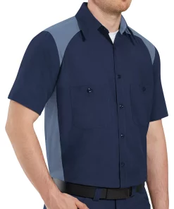 Big & Tall Red Kap Classic-Fit Motorsports Colorblock Button-Down Shirt 8 Big & Tall Red Kap Classic-Fit Motorsports Colorblock Button-Down Shirt -Men's Work Clothing Elegant store 2588778 Navy Postman Blue