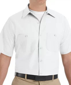 Big & Tall Red Kap Classic-Fit Industrial Button-Down Work Shirt -Men's Work Clothing Elegant store 2588960 White
