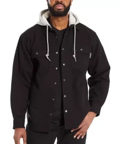 Men's Wolverine Overman Hooded Shirt Jacket -Men's Work Clothing Elegant store 3693550 Black