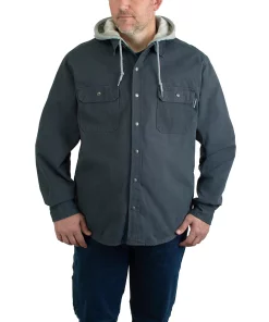 Men's Wolverine Overman Hooded Shirt Jacket -Men's Work Clothing Elegant store 3693550 Granite