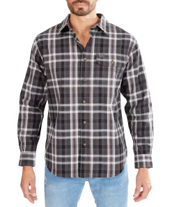 Men's Smith's Workwear Buffalo Plaid Flannel Button-Down Shirt -Men's Work Clothing Elegant store 4134071 New Charcoal