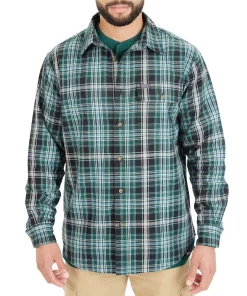 Men's Smith's Workwear Buffalo Plaid Flannel Button-Down Shirt -Men's Work Clothing Elegant store 4134071 Teal