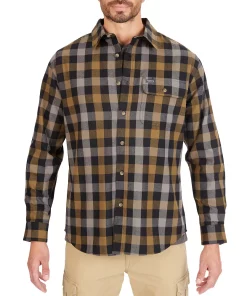 Men's Smith's Workwear Buffalo Plaid Flannel Button-Down Shirt -Men's Work Clothing Elegant store 4134071 Warm Olive