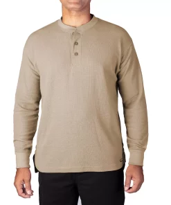 Men's Smith's Workwear Mini-Thermal Knit Henley 16 Men's Smith's Workwear Mini-Thermal Knit Henley -Men's Work Clothing Elegant store 4134148 Khaki