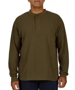 Men's Smith's Workwear Mini-Thermal Knit Henley 18 Men's Smith's Workwear Mini-Thermal Knit Henley -Men's Work Clothing Elegant store 4134148 Olive