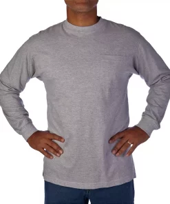 Men's Smith's Workwear Extended-Tail Pocket Tee -Men's Work Clothing Elegant store 4134150 Heather Gray