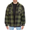 Men's Smith's Workwear Sherpa-Lined Plaid Microfleece Shirt Jacket -Men's Work Clothing Elegant store 4134567 Olive Black