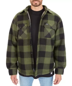 Men's Smith's Workwear Sherpa-Lined Plaid Microfleece Shirt Jacket