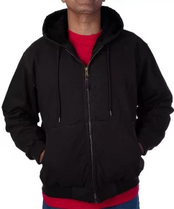 Men's Smith's Workwear Sherpa-Lined Duck Canvas Hooded Jacket -Men's Work Clothing Elegant store 4134613 Black