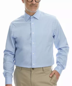Men's Haggar Classic-Fit Premium Comfort Spread-Collar Dress Shirt -Men's Work Clothing Elegant store 5060992 Blue Solid