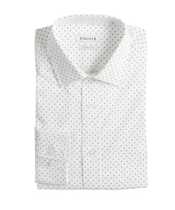 Men's Haggar Classic-Fit Premium Comfort Spread-Collar Dress Shirt -Men's Work Clothing Elegant store 5060992 White Navy Dot