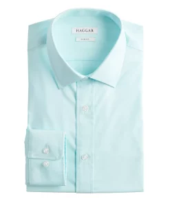 Men's Haggar Slim-Fit Premium Comfort Spread-Collar Dress Shirt -Men's Work Clothing Elegant store 5061175 Seafoam Solid