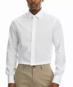 Men's Haggar Slim-Fit Premium Comfort Spread-Collar Dress Shirt -Men's Work Clothing Elegant store 5061175 White