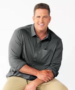 Big & Tall Apt. 9® Knit Button-Down Shirt 8 Big & Tall Apt. 9® Knit Button-Down Shirt -Men's Work Clothing Elegant store 5273625 Dark Gray