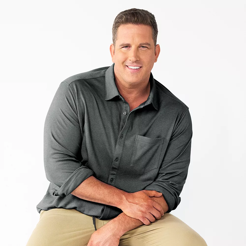 Big & Tall Apt. 9® Knit Button-Down Shirt 5 Big & Tall Apt. 9® Knit Button-Down Shirt - Image 3