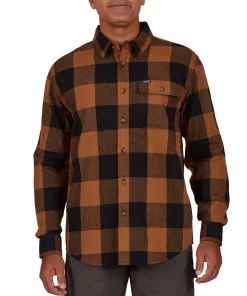Men's Smith's Workwear Relaxed-Fit Buffalo Plaid Flannel Button-Down Shirt -Men's Work Clothing Elegant store 5581511 Copper Black