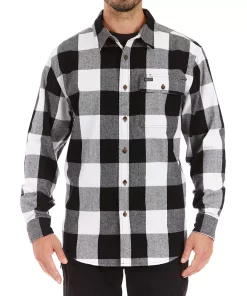 Men's Smith's Workwear Relaxed-Fit Buffalo Plaid Flannel Button-Down Shirt -Men's Work Clothing Elegant store 5581511 New White Black