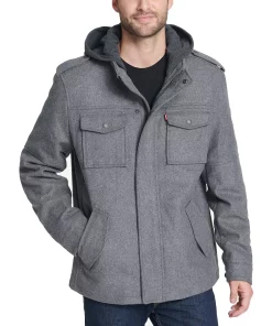 Men's Levi's Wool-Blend Hooded Military Jacket